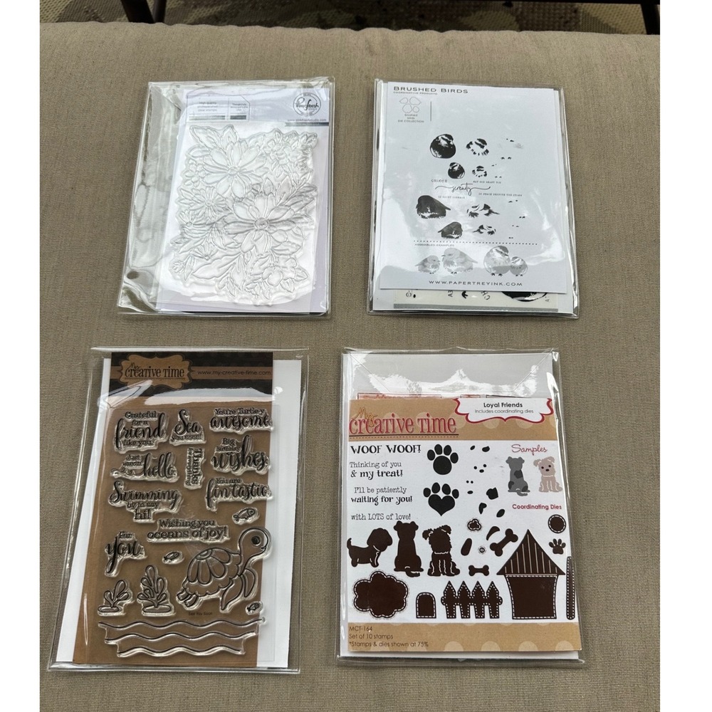 Stamp and Die Lot Pinkfresh Studio Papertrey Ink My Creative Time Floral Animals